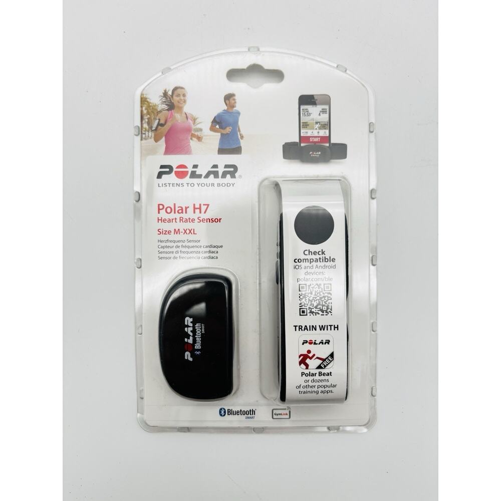 New Polar H7 Bluetooth Heart Rate Sensor & Black Strap Med-XXL. Sealed.